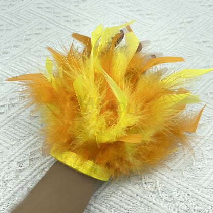 Women Natural Fur Feather Cuffs Snap On Bracelet Arm Cuff Shirts Sleeves For Women Real Ostrich Feather  Anklet Wrist Cuff