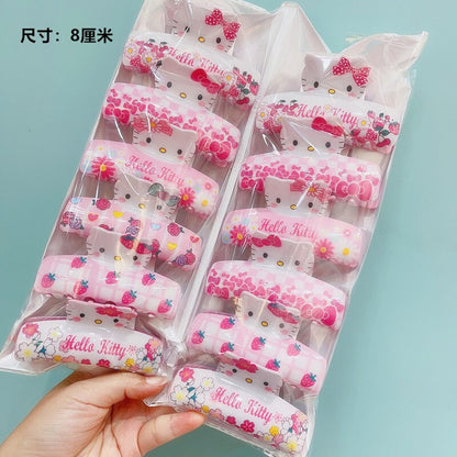 12pcs Kawaii Sanrio Cinnamoroll My Melody Cartoon Acrylic Hair Claw Clips Hair Grab Clip Shark Clip Hair Accessories Girls Gifts