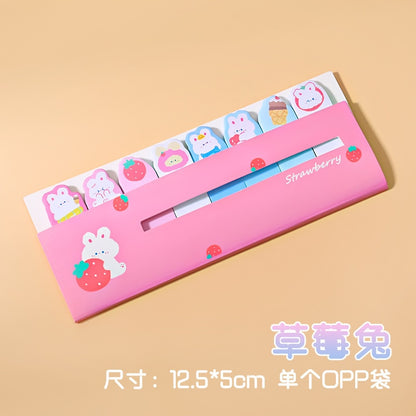 120 PCS Multi-color Kawaii Cartoon Fruit Flower Writable Sticky Notes Index for Pages Book Mark Classification