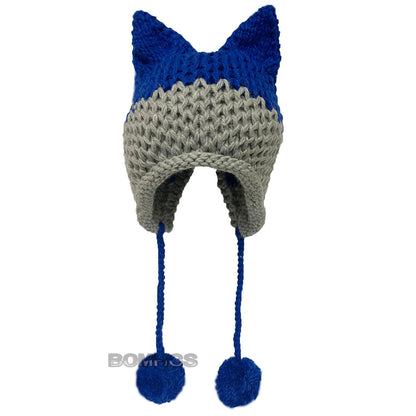 BomHCS Cute Fox Ears Beanie Winter Warm 100% Handmade Knit Hat