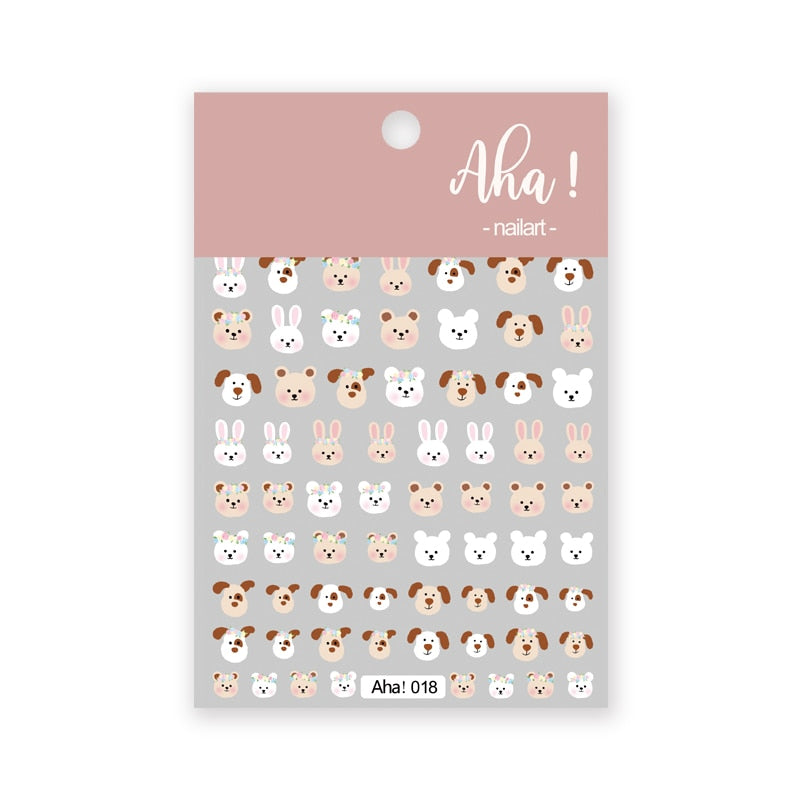 1Sheet Korean White Cloud Blue Nail Art Sticker 3D Star Moon Decal Pure Twilight Self-adhesive Manicure Slider Accessories RE#53