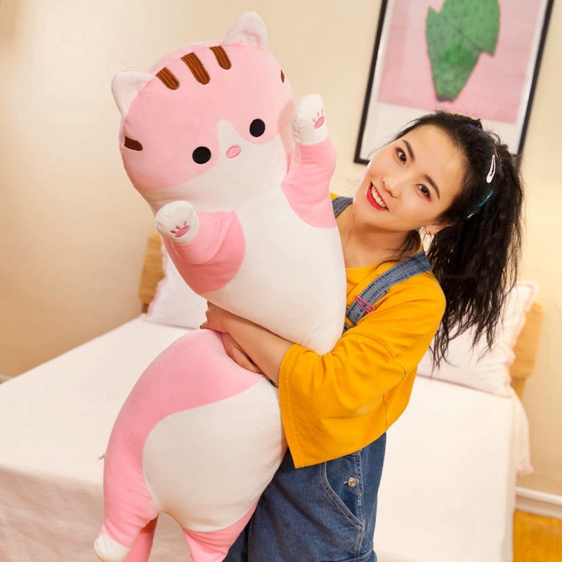 150cm Giant Long Cat Pillow Soft Cushion Kitty Kitten Plush Toys Stuffed Animal Popular Birthday Gifts Girls Boys Present