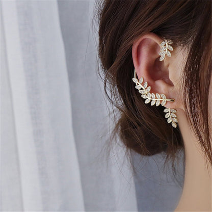 Korean Elf Butterfly Ear Cuff Without Piercing Clip Earrings for Women Elegant Sparkling Zircon Crystal Ear Clip Wedding Jewelry