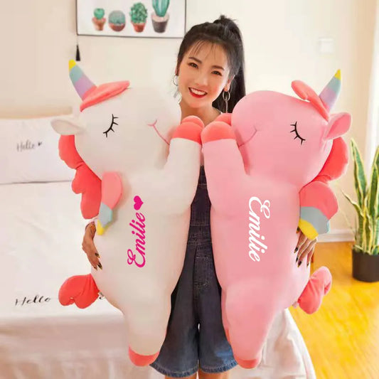 Personalized 30cm 60cm Cute Unicorn Plush Toy High Quality Pink Horse Sweet Girl Home Decor Sleeping Pillow Gift For Kid