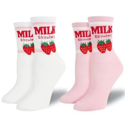 Must-Have Kawaii Strawberry Milk Socks One Size Fits Most Women