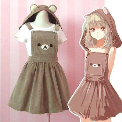 Cute Corduroy Baby Rilakkuma Bear Jumper Dress Unleash Your Charm