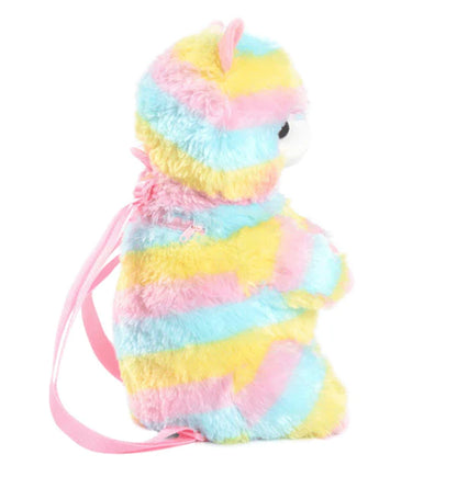 Fluffy Rainbow Alpaca Mini Backpack Soft Sweet & Mega Kawaii~