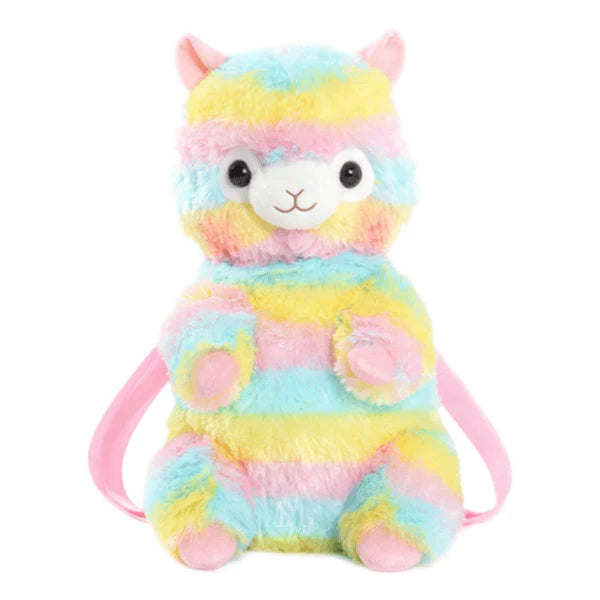 Fluffy Rainbow Alpaca Mini Backpack Soft Sweet & Mega Kawaii~