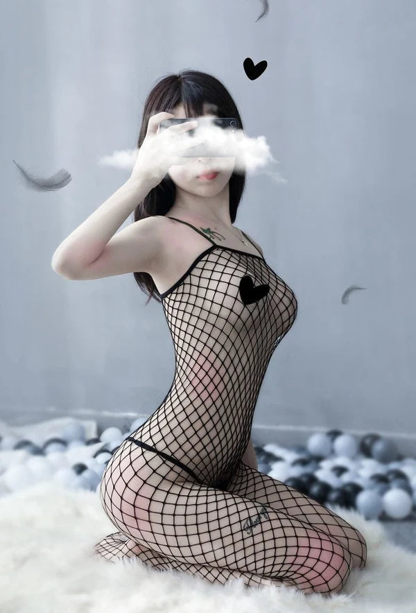 Seductive Goddess Babydoll Fishnet Women's Bodysuit Passionate Nights