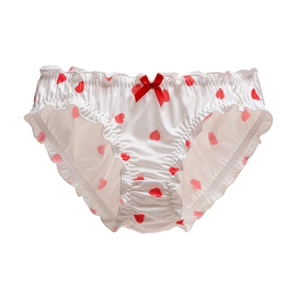 Sweet Strawberry Patterned Women's Panties Cute Kawaii Ruffled Trim Design