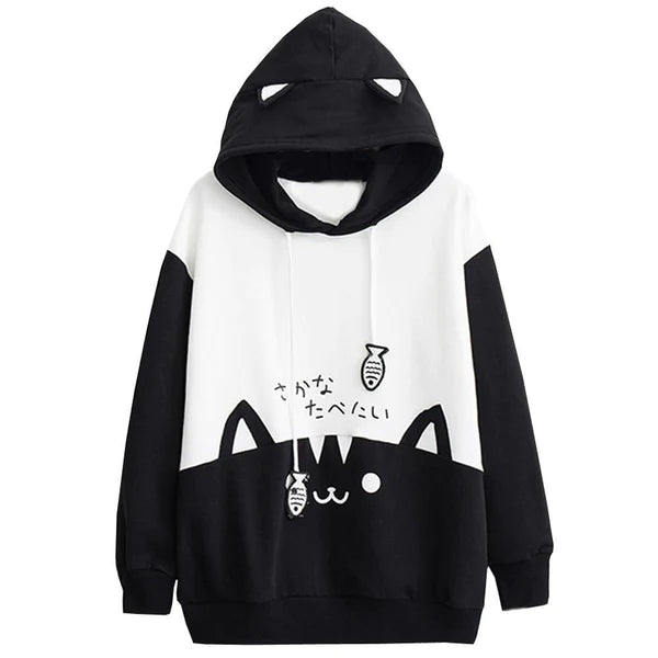 Adorable Cat-Eared Kitten Hoodie Women Harajuku Fashion Kawaii Style