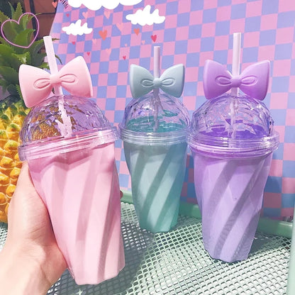 Adorable Pastel Princess Bowtie Ribbon Water Bottle for Kawaii Cuties