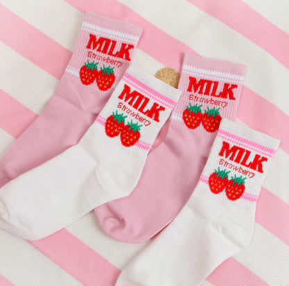 Must-Have Kawaii Strawberry Milk Socks One Size Fits Most Women