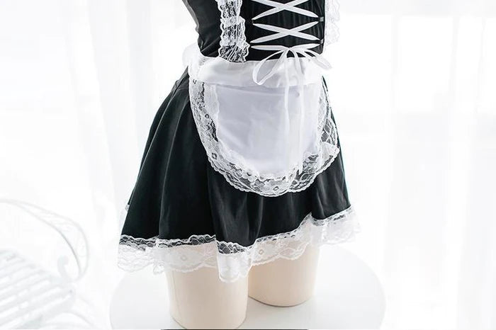 French Maid Dress Traditional Lace Delightful Bows Alluring Ruffles