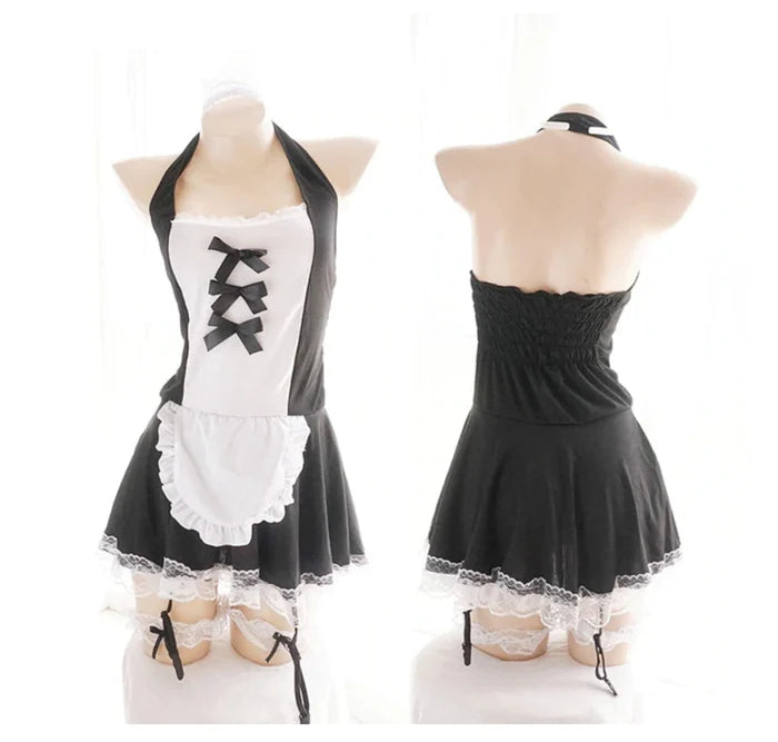 French Maid Dress Traditional Lace Delightful Bows Alluring Ruffles