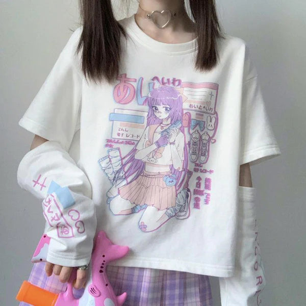 Mesmerizing Pastel Goth Anime E-Girl Crop Top Japanese Inspired