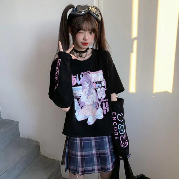 Mesmerizing Pastel Goth Anime E-Girl Crop Top Japanese Inspired