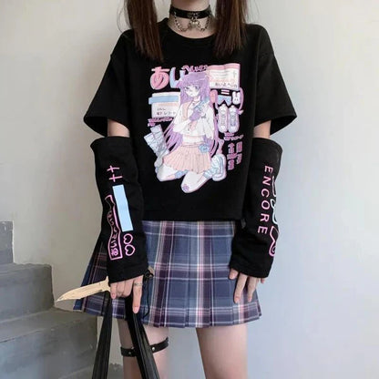 Mesmerizing Pastel Goth Anime E-Girl Crop Top Japanese Inspired