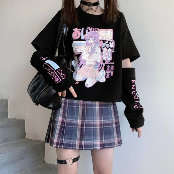 Mesmerizing Pastel Goth Anime E-Girl Crop Top Japanese Inspired