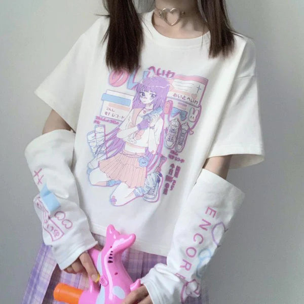 Mesmerizing Pastel Goth Anime E-Girl Crop Top Japanese Inspired