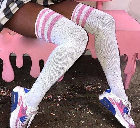 Shiny Glitter Rainbow Thigh High Socks LGBTQ+ Gay Pride 15+ Styles