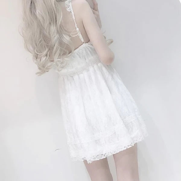 Ethereal White Lace Women's Dress Feel Like a Floating Fairy