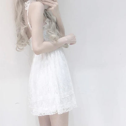 Ethereal White Lace Women's Dress Feel Like a Floating Fairy