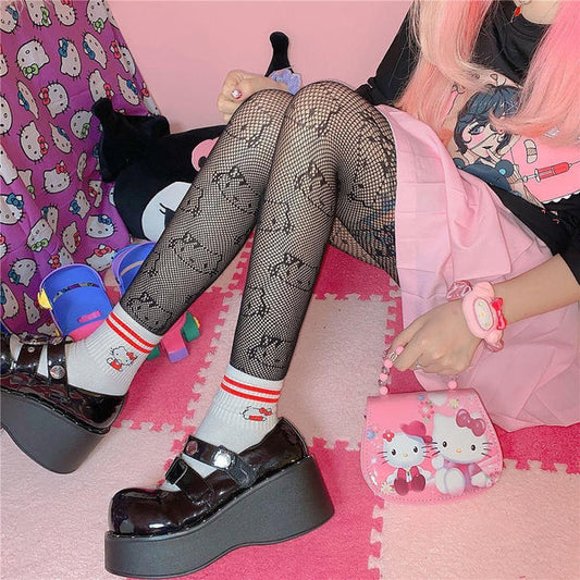 Cute Kawaii Hello Kitty Fishnet Stockings Women Soft & Adorable