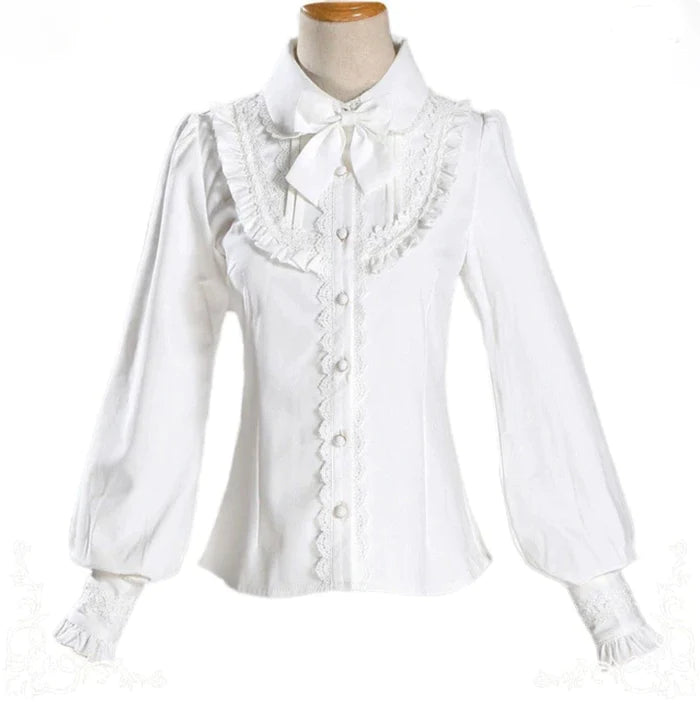 Victorian Era Regal Blouse Traditional Women's Lolita Fashion Bows & Ruffles