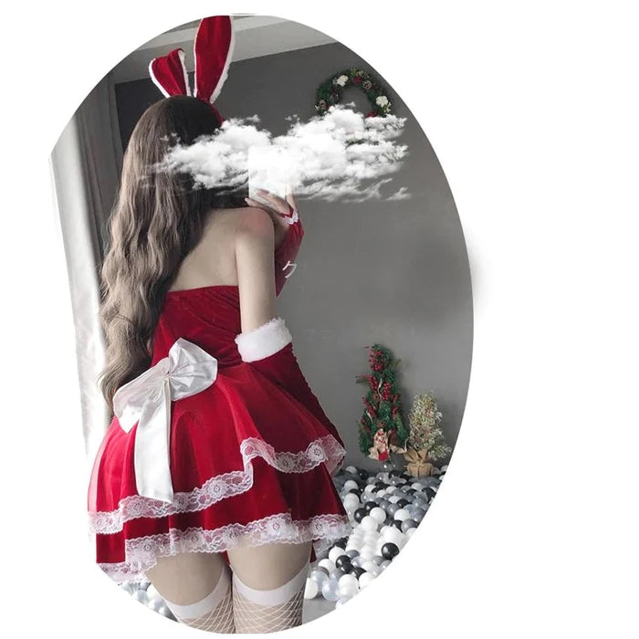 Sweet Santa Claus & Bunny Women's Cosplay Dress Set Christmas Costume