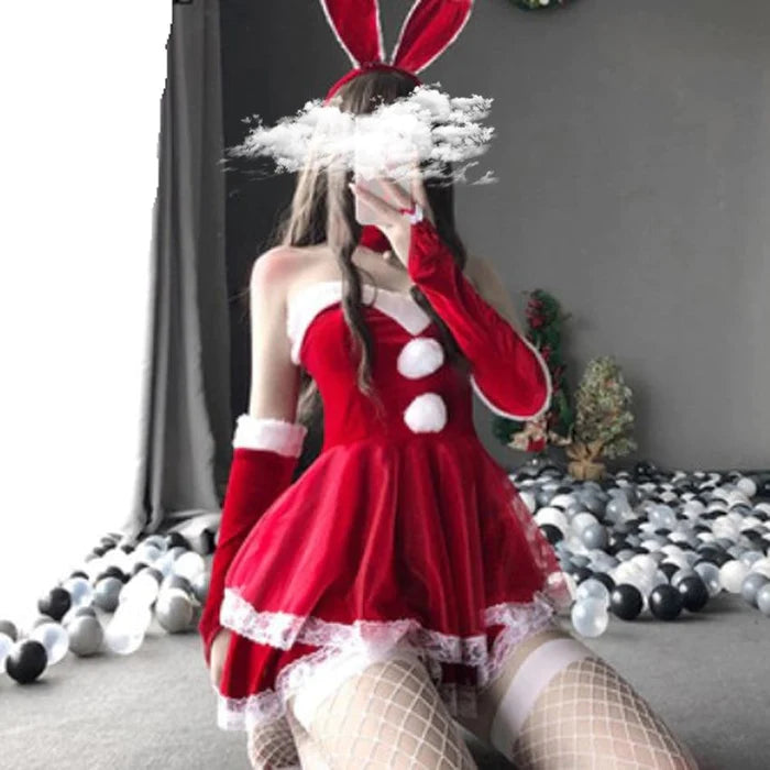 Sweet Santa Claus & Bunny Women's Cosplay Dress Set Christmas Costume