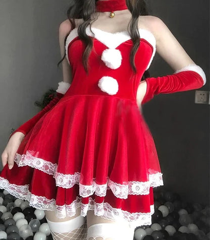 Sweet Santa Claus & Bunny Women's Cosplay Dress Set Christmas Costume