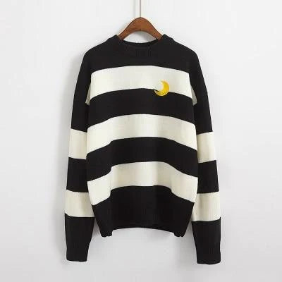 Cozy Sailor Moon Knit Striped Crewneck Sweater Be a Magical Girl