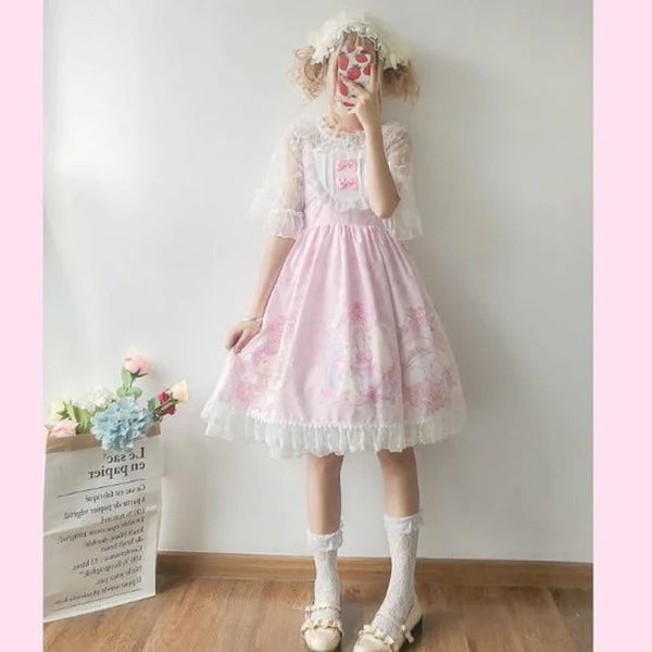 Enchanting Fairy Kei Lolita Kitten Dress Princess Women's Fashion