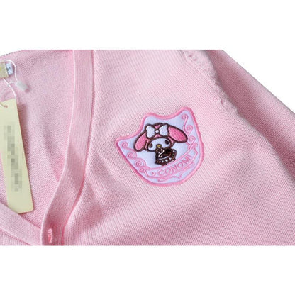 Pastel Kawaii Cardigan Charming Embroidered Badge Cute Knit Sweater