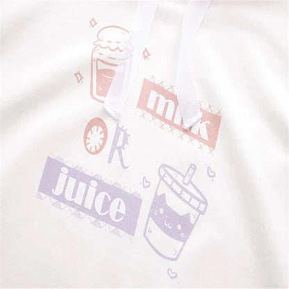 Kawaii Milk or Juice Hoodie Adorable Pastel Women's Harajuku Fashion