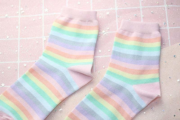 Discover the Magic of Milky Rainbow Socks Women Cute Kawaii Fashion