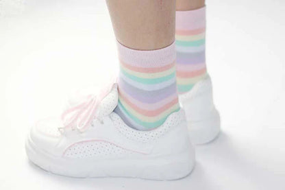 Discover the Magic of Milky Rainbow Socks Women Cute Kawaii Fashion