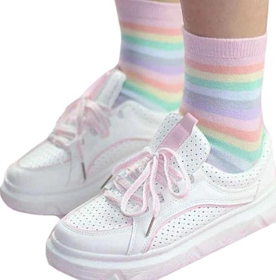 Discover the Magic of Milky Rainbow Socks Women Cute Kawaii Fashion