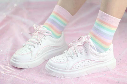 Discover the Magic of Milky Rainbow Socks Women Cute Kawaii Fashion