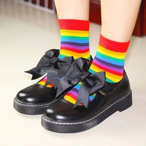 Discover the Magic of Milky Rainbow Socks Women Cute Kawaii Fashion