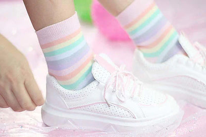 Discover the Magic of Milky Rainbow Socks Women Cute Kawaii Fashion