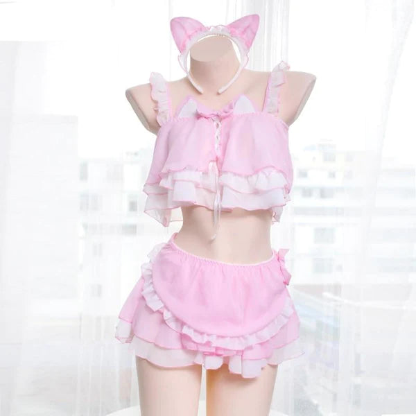 Unleash Your Inner Kawaii Kitten with Neko Kitty Cat Maid Lingerie Set