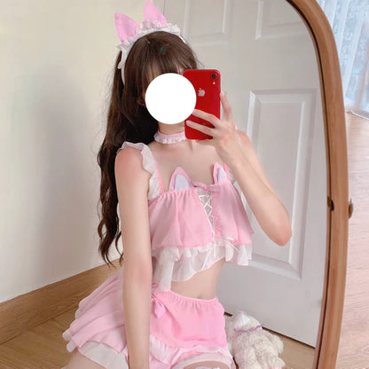 Unleash Your Inner Kawaii Kitten with Neko Kitty Cat Maid Lingerie Set