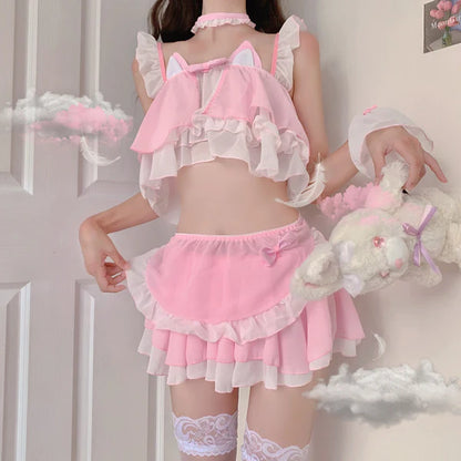 Unleash Your Inner Kawaii Kitten with Neko Kitty Cat Maid Lingerie Set