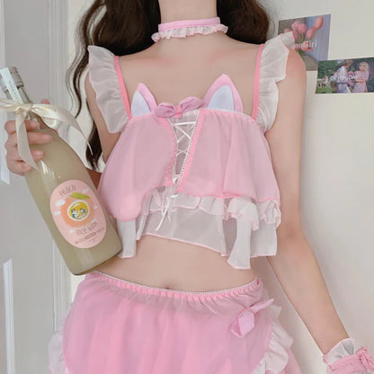 Unleash Your Inner Kawaii Kitten with Neko Kitty Cat Maid Lingerie Set