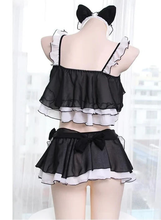 Unleash Your Inner Kawaii Kitten with Neko Kitty Cat Maid Lingerie Set