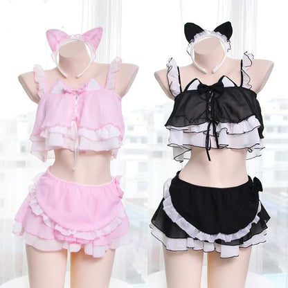 Unleash Your Inner Kawaii Kitten with Neko Kitty Cat Maid Lingerie Set