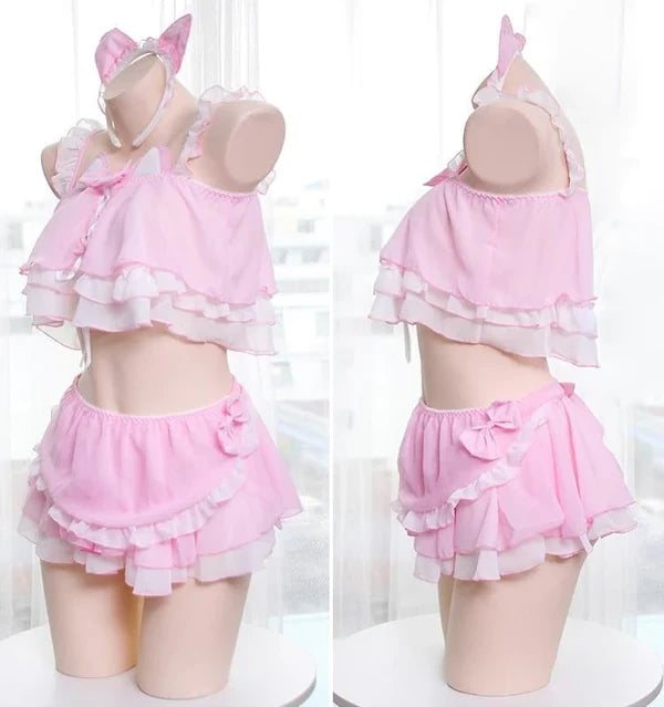 Unleash Your Inner Kawaii Kitten with Neko Kitty Cat Maid Lingerie Set