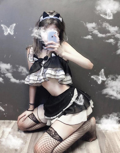 Unleash Your Inner Kawaii Kitten with Neko Kitty Cat Maid Lingerie Set